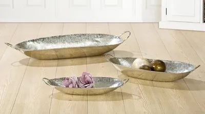 Produktbild von Gilde Alu Dekoschale 27 x 64 x 12 cm mit Griff 65916