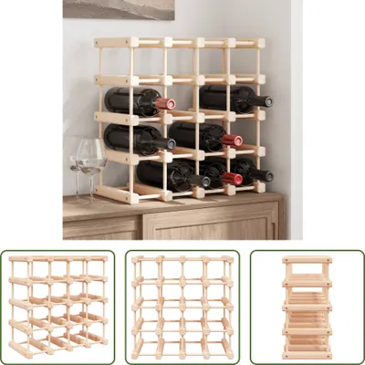 Produktbild von The Living Store Weinregal für 20 Flaschen 46,5x23x46,5 cm Massivholz Kiefer