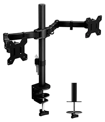 Produktbild von Schreibtischhalterung für zwei LCD-Monitore von 33,02 cm (13 Zoll) bis 68,58 cm (27 Zoll) mit waagerechter Klemme