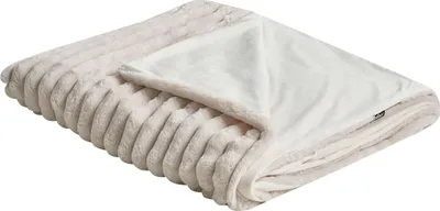 Zdjęcie produktu dla BELIANI Dekoracyjna narzuta na łóżko jasnobeżowa poliester 150 x 200 cm miękki materiał sypialnia