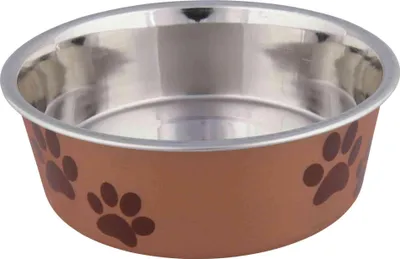Obrázek produktu pro Trixie Nerez miska s různobarevným potiskem, tlapka+kost 300ml/12cm