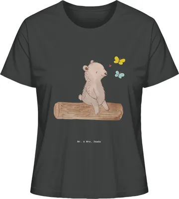 Produktbild von Mr. & Mrs. Panda Frauen T-Shirt Bär Naturliebhaber Größe S - Anthrazit - Geschenk, Outdoor, Damen Sommershirt, Oberteil, Shirt Mit Spruch, Basic, Nature Lover, Wandern