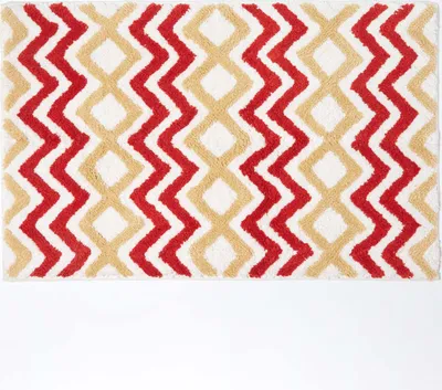 Obrázek produktu pro HOMESCAPES Chevron Protiskluzová podložka do vany 100% bavlna, oranžová, hořčicově žlutá, bílá