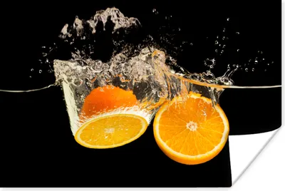 Produktbild von MuchoWow® Poster Orange - Stillleben - Wasser - Schwarz - Obst 180x120 cm - Fotoplakat