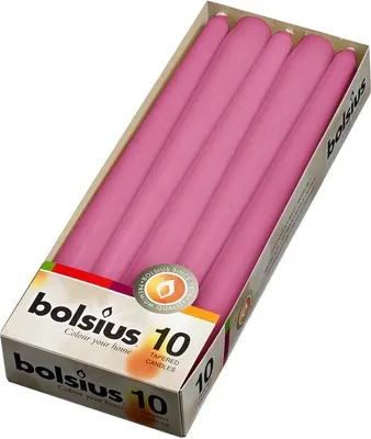Produktbild von 10 Spitzkerzen im Karton - Höhe 24,5 cm - Durchmesser 2,4 cm - Fuchsia