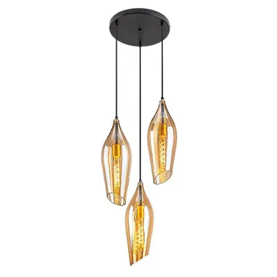 Produktbild von Rabalux 72203 Pendelleuchte 3 Spots Bellini, E27, schwarz-orange, rund, Modern, ø300mm
