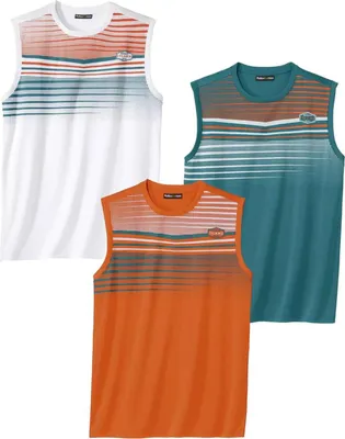 Image de Atlas For Men - Top pour homme - Sport(3er-Pack) AF660 (XL) (Blanc/Orange/Émeraude)