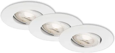 Image de Lampe LED encastrée BRILONER LEUCHTEN KULANA, 5 W, 460 lm, IP23, blanc, plastique, set de 3, Ø 9 cm