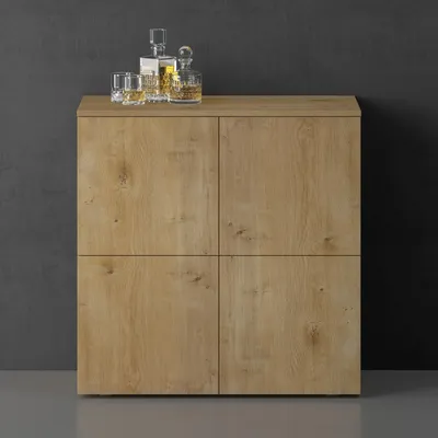 Produktbild von doporro Sideboard Kommode 76 cm in Kerneiche Aufbewahrungsschrank Bodenstehend für Ihren Wohnbereich Viel Stauraum Schrank 04
