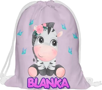 Produktbild von Kinder Turnbeutel mit Namen Beutel Fullprint Tasche Gymsac Jutebeutel Print Bag Fitness Zebra [010]