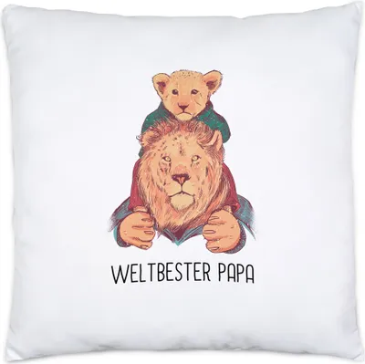 Produktbild von Weltbester Papa Kissen inkl. Füllung Spruch Löwenpapa Vatertag Geschenkidee Bester Papa Dad