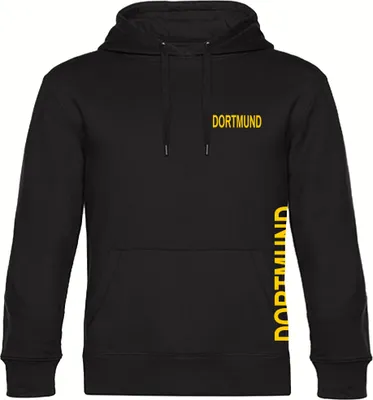Produktbild von multifanshop Kapuzen Sweatshirt - Dortmund - Brust & Seite, schwarz, Größe M