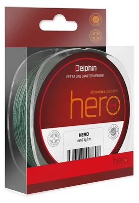Immagine prodotto di DELPHIN HERO, 117 metri, 0,16 mm, 10,0 kg / 22,05 libbre, verde, corda intrecciata a 4 fili, codice prodotto: 500793585