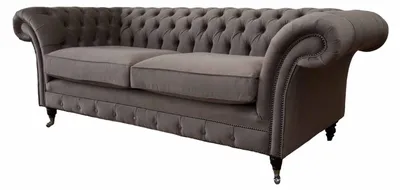 Produktbild von Couchen Polster Sofas 3 Sitz Dreisitzer Stoffsofa Chesterfield Grau Neu