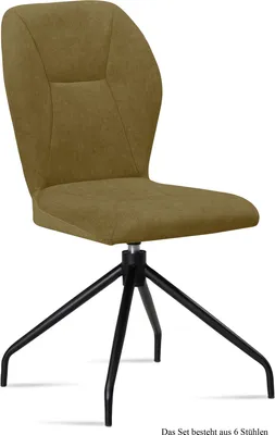 Produktbild von Esszimmerstuhl drehbar (6er-Set) Dorene 51x92x60 Schwarz/Olivgrün