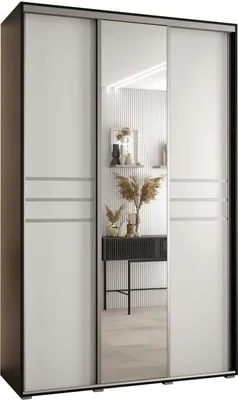 Produktbild von MEBLE KRYSPOL Davos 11 Schrank, drei Türen - 235,2x150x45 cm - Schwarz Weiß Silber