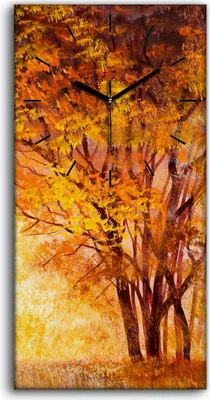 Produktbild von Wohnzimmer-Bild Leinwand Uhr Geräuschlos 30x60 Malerei Wald Bäume Blätter Kunst - schwarze Hände