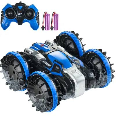 Obrázek produktu pro VEVOR Obojživelný člun na dálkové ovládání, 2,4 GHz, 12 km/h, 4WD vodotěsné RC auto pro děti, 360° otáčecí kaskadérské auto na 2 baterie, terénní hračka do bazénu na vodní pláži