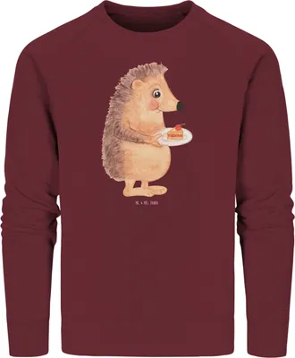 Produktbild von Mr. & Mrs. Panda Baumwoll Pullover Igel Kuchenstück Größe S - Burgundy - Geschenk, Geburtstagskuchen, Kuchen Backen, Bio, Lustige Sprüche, Sweatshirt, Torte, Sweater
