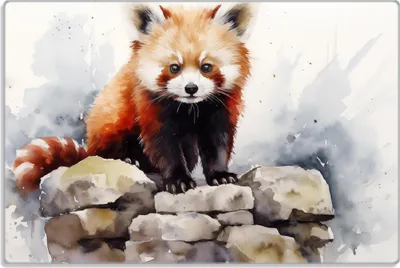 Produktbild von Wallario Frühstücksbrettchen aus Glas 20 x 30 cm mit rutschfesten Füßen, Motiv Neugieriger Rotpanda