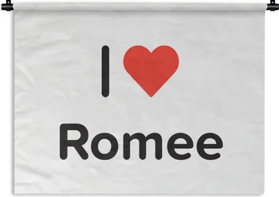 Produktbild von MuchoWow® Wandteppich Wandbehang Ich liebe - Romee - Mädchen 90x67.5 cm Tapisserie Dekoration Wandtuch - Fototeppich - Wand-Skulpturen