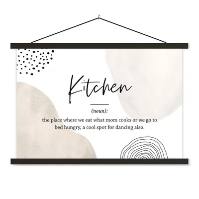 Produktbild von MuchoWow® Textilposter Sprichwörter - Küche - Definition der Küche - Zitate - Wörterbuch 90x60 cm mit schwarzem Rahmen - Aufhängungssatz