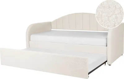 Obrázek produktu pro BELIANI Buklé postel rozkládací 90 x 200 cm světle béžová čalouněná dětský pokoj moderní nábytek