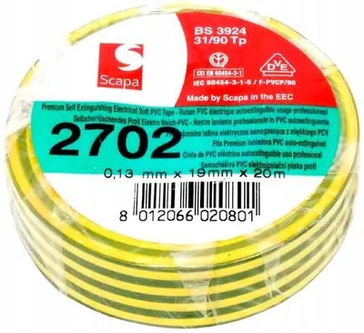 Produktbild von Scapa PCV2702 Isolierband gelb-grün 19mm x 20m