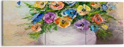 Produktbild von Bild auf Leinwand - Leinwandbild - Blumen Blumenstrauß Vase bunt - 150x50cm - Wand Bild - Wanddeko - Leinwanddruck - Bilder - Kunstdruck - Wanddekoration - Leinwand bilder - Wandkunst - CA150x50-2915