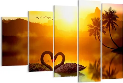 Produktbild von Bild auf Leinwand - Leinwandbild - Schwan Wasser Paar - 150x100cm - Wand Bild - Wanddeko - Leinwanddruck - Bilder - Kunstdruck - Wanddekoration - Leinwand bilder - Wandkunst - EG150x100-3855
