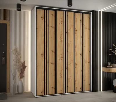 Obrázok produktu pre Šatníková skriňa ASIRI 6 - 170/45 cm, biela / dub artisan / čierna