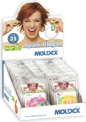 Produktbild von Moldex Spark Plugs Stöpsel, Thekendisplay, 20 Blister SNR 35 dB EN 352-2, 5 Paar im Blister Größe