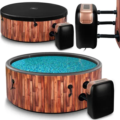 Image de COIL Whirlpool SPA Gonflable, Piscine avec hydromassage, extra-mince, In & Outdoor, 6 personnes, 175 cm, TEAK