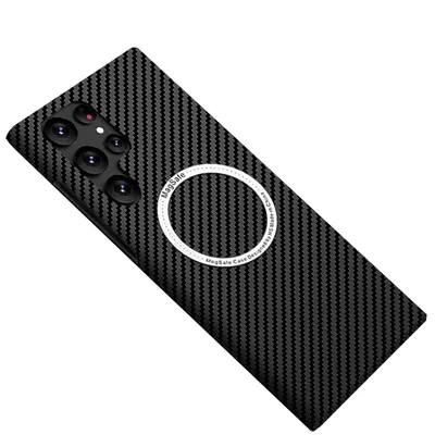 Produktbild von Für Samsung Galaxy S24 Ultra MagSafe Design Carbon Textur Schutzhülle Cover Handy Hülle Tasche Case Schwarz
