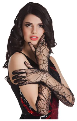 Produktbild von Halloween-Handschuhe Spinnennetz - Boland