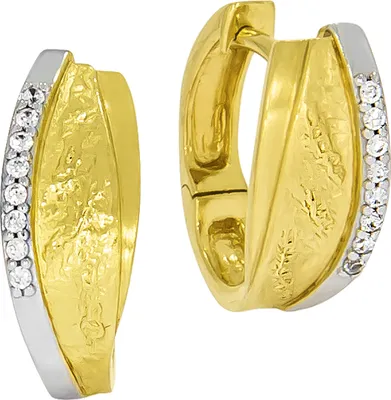 Produktbild von V Klappcreolen 333/- Gold 1,4cm mehrfarbig Zirkonia weiß 038310046