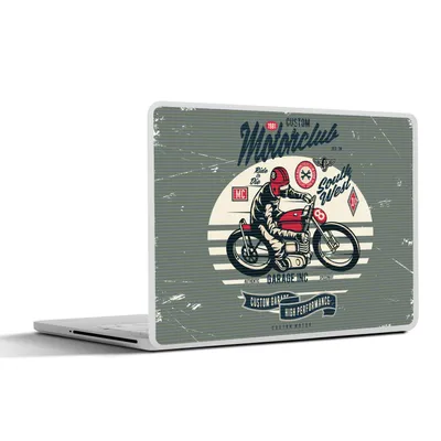 Produktbild von MuchoWow® Laptop Aufkleber Sticker Cover Motorrad - Retro - Zitat 25x18 cm - Laptop-Deko