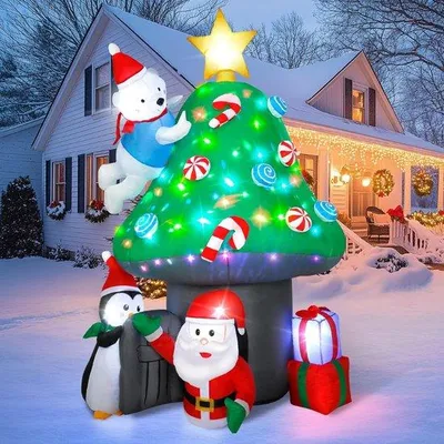 Produktbild von 7 Fuß aufblasbarer Weihnachtsbaum Dekoration groß für Garten und Haus