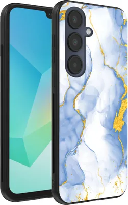 Produktbild von Smartphonica Telefon Fall geeignet für Samsung Galaxy A16 mit hellblau Gold Marmor Print - TPU Backcover Fall hellblau Gold Marmor Design