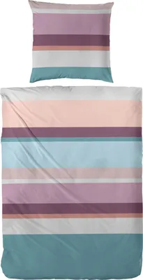 Produktbild von Primera Mako-Satin Bettwäsche 155x220 Streifen petrol aubergine 243205-56