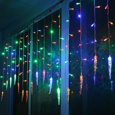 Produktbild von 3.5m 96LED Eiszapfen Lichterkette Bunt Lichtervorhang Innen Außen Party Garten Weihnachten Deko