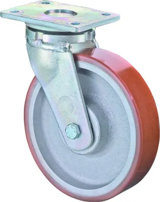 Image de BS Rollen Roulette pivotante pour charges lourdes RC100 diamètre 200mm capacité de charge 1000kg roue en polyuréthane plaque 138x110mm - RR100.C10.200