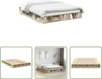 Produktbild von The Living Store Bettgestell Sonoma-Eiche 150x200 cm Holzwerkstoff
