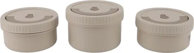 Image de Boîte à bento isotherme en acier inoxydable 316 beige, ronde et étanche, avec sac, pour l'école et le bureau 3pcs