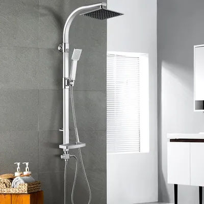 Produktbild von Duschset Regendusche Duschsystem mit Seifenschale Kopfbrause Handbrause Aluminiumlegierung