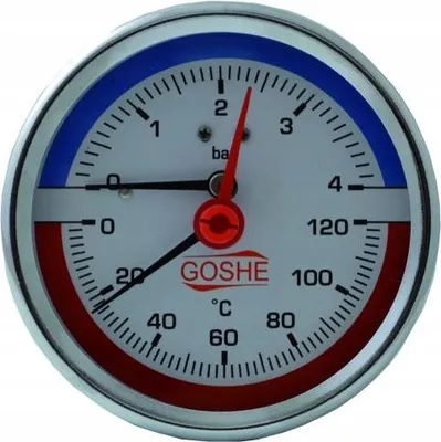 Immagine prodotto di Termomanometro Assiale 80Mm 0-6 Bar 0-120°C 1/2""
