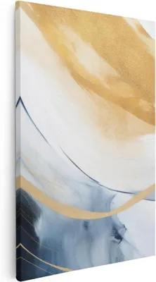 Image de Tableau abstrait sur toile, aux couleurs or et bleu, dimensions 40x60 cm, décoration murale pour salon