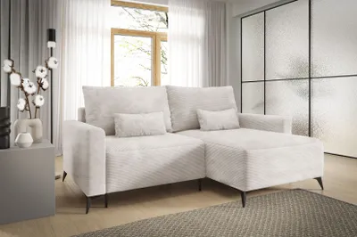 Produktbild von 3 Sitzer Ecksofa in L-Form ANTONIO LOFT 239x148cm, Ottomane rechts/links, Schlaffunktion & Bettkästen, Eckarniutur, Cordbezug in Hellbeige
