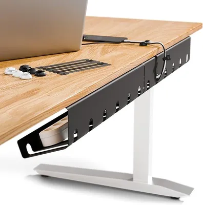 Produktbild von PolkaHome® Kabelgoot für Schreibtisch, Schwarz, 3 Stück, 44 x 10 x 12 cm – Kabelmanagement unter dem Tisch