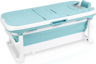 Produktbild von SWANEW Mobile Faltbare Badewanne Erwachsene Spa Sauna Beweglich Bathtub mit Abdeckung Blau 145cm